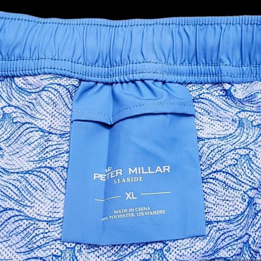 NEW Peter Millar Men's XL Graphic Print Drawstring Lined Swim Trunks